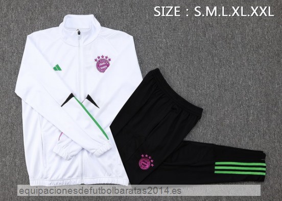 Nuevo Conjunto Completo Ropa Deportiva Con Cremallera Larga Bayern Munich 23/24 Blanco Negro Purpura Baratas
